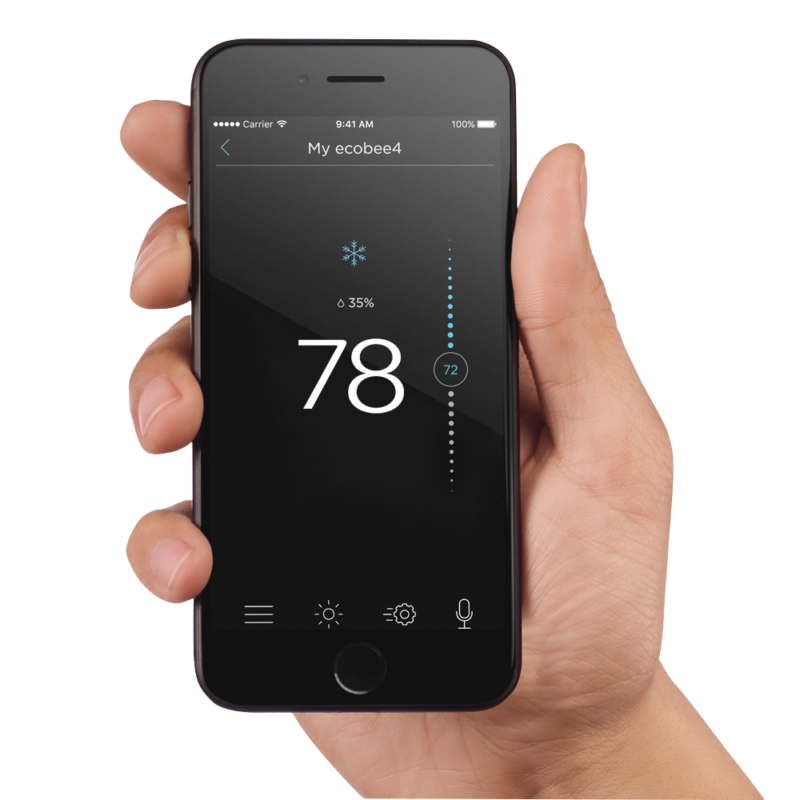 ecobee app set to 78 degrees cooling