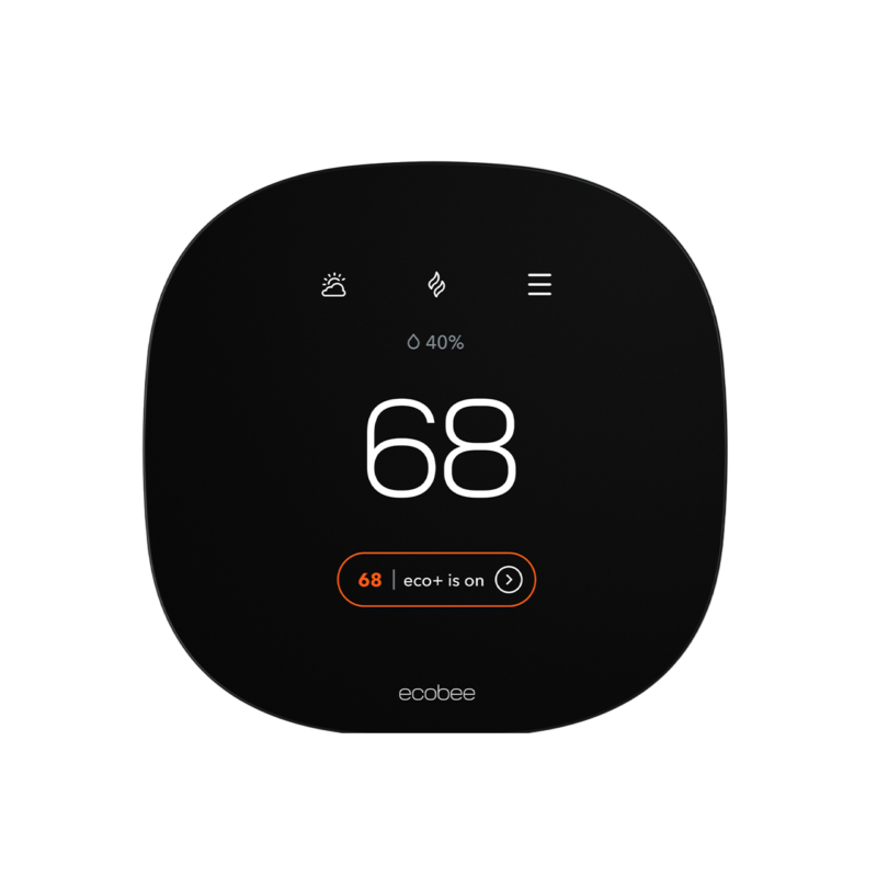 ecobee3 lite smart thermostat set to 68 degrees heating